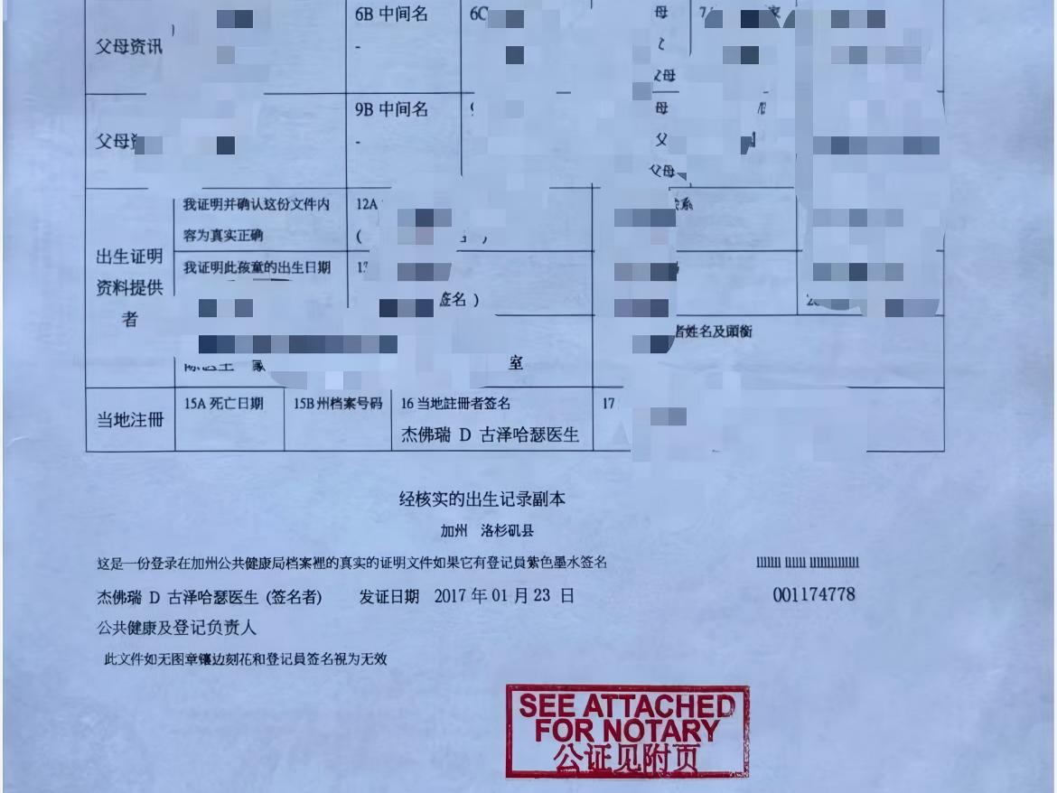 美国出生纸海牙认证